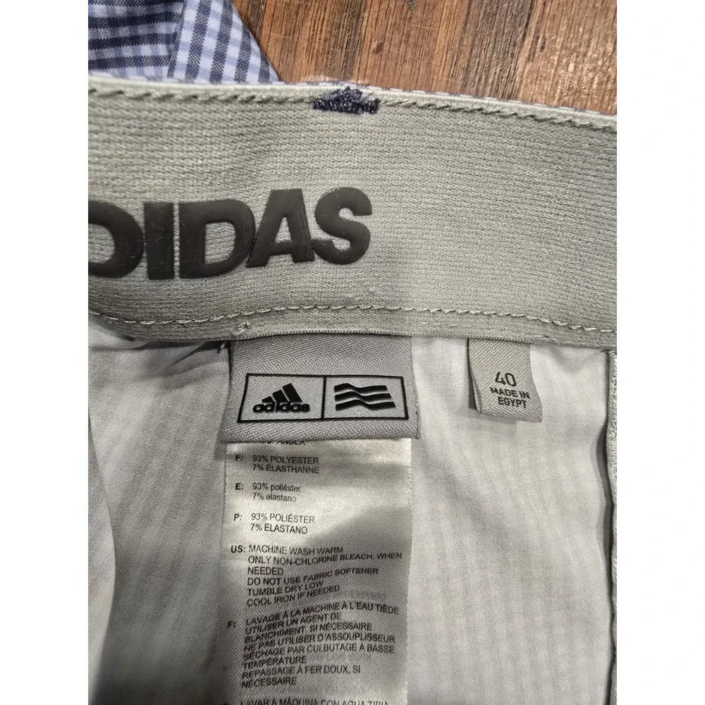 Adidas Mens Blue Gingham Check Golf Shorts Size 40‎ Stretch Performance Active